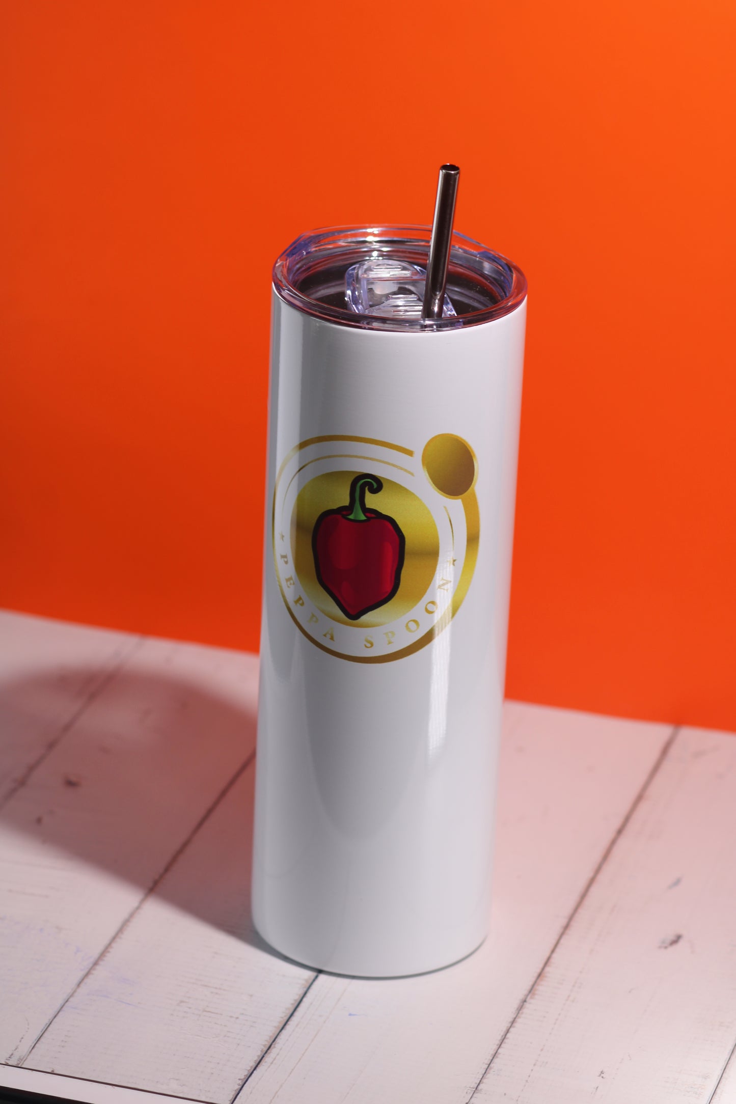 20 oz White skinny tumbler